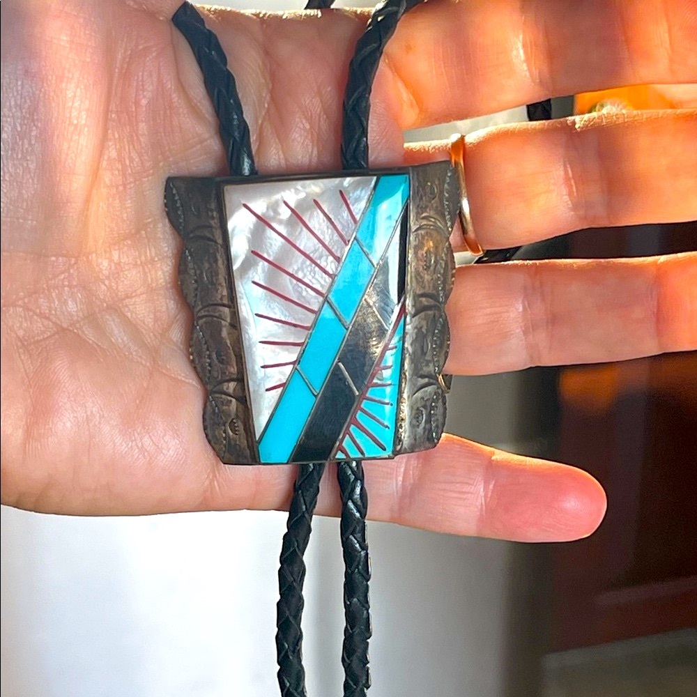 native American Indian Zuni Bolo tie - Picture 7 of 12